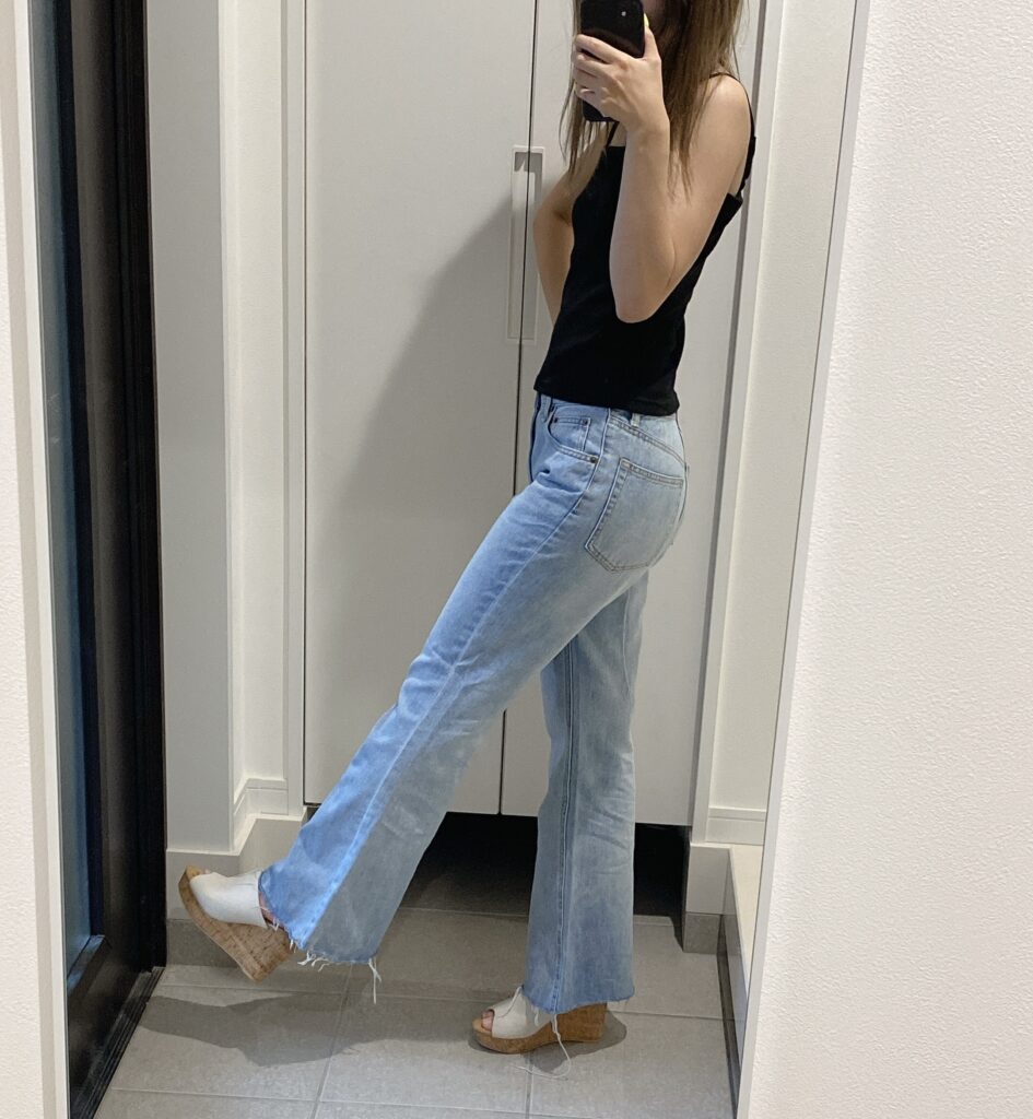 デニムフレアパンツ　グレイル